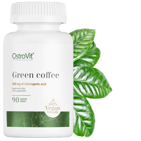 OstroVit Zielona Kawa, ekstrakt z ziaren zielonej kawy kofeina, kwas chlorogenowy 90 tabletek